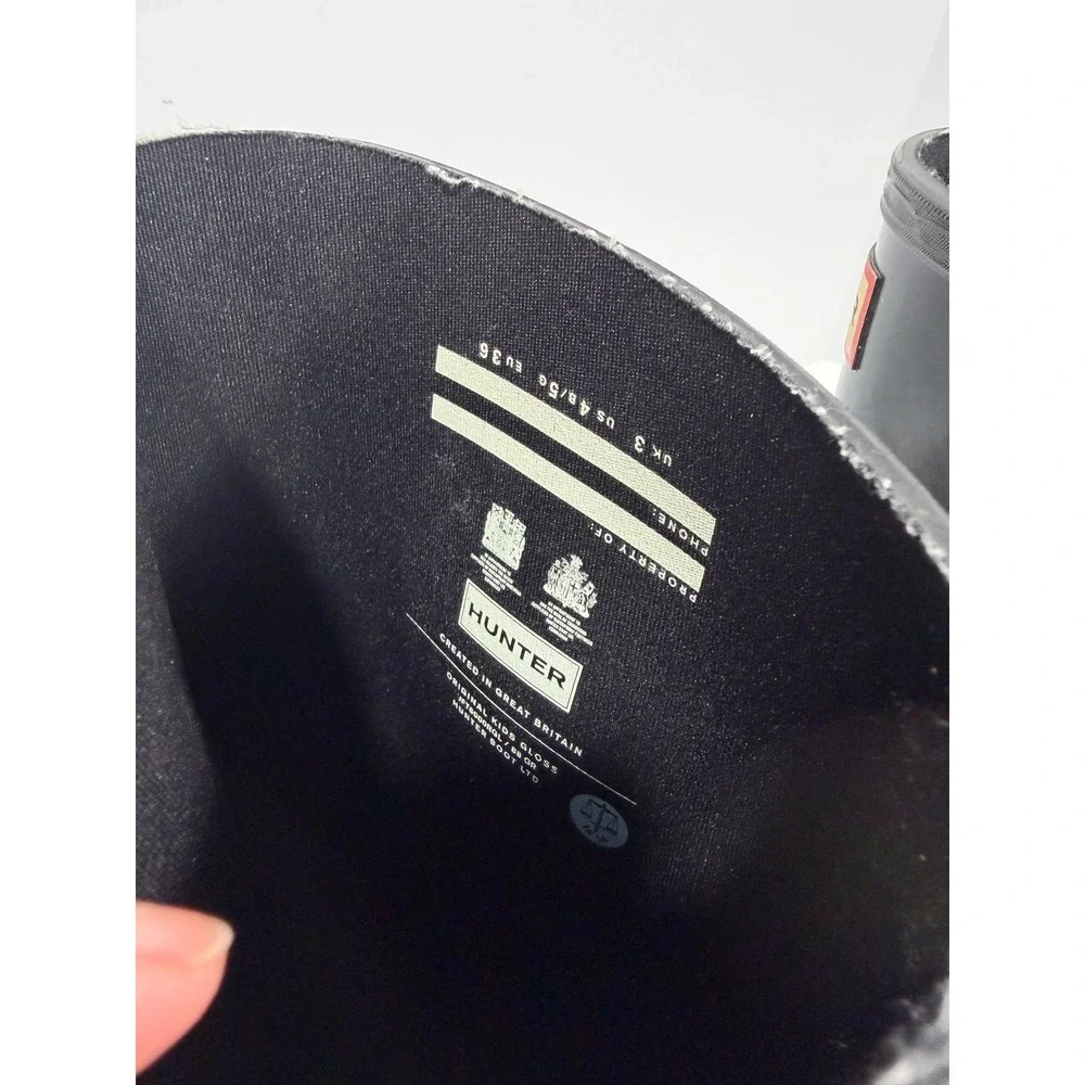 Hunter Original Kids Gloss Black Tall‎ Rain Boots US 4B/5G JFT6000RGL
